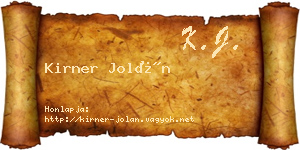 Kirner Jolán névjegykártya