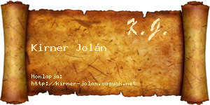 Kirner Jolán névjegykártya